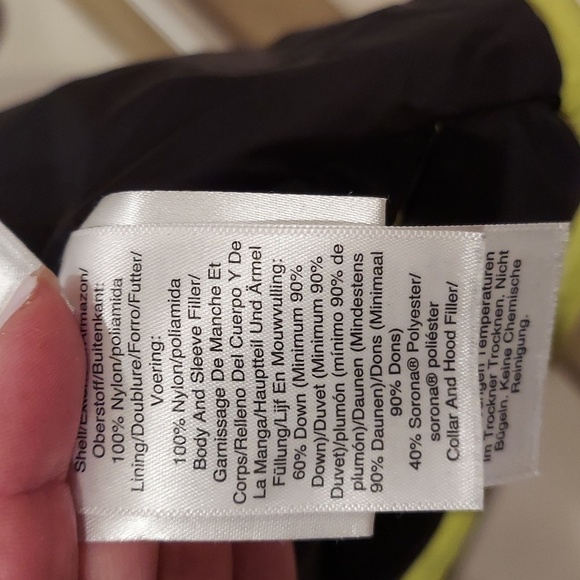 DKNY Bright Yellow Large Double Effect Down Hooded Jacket - Picture 5 of 6